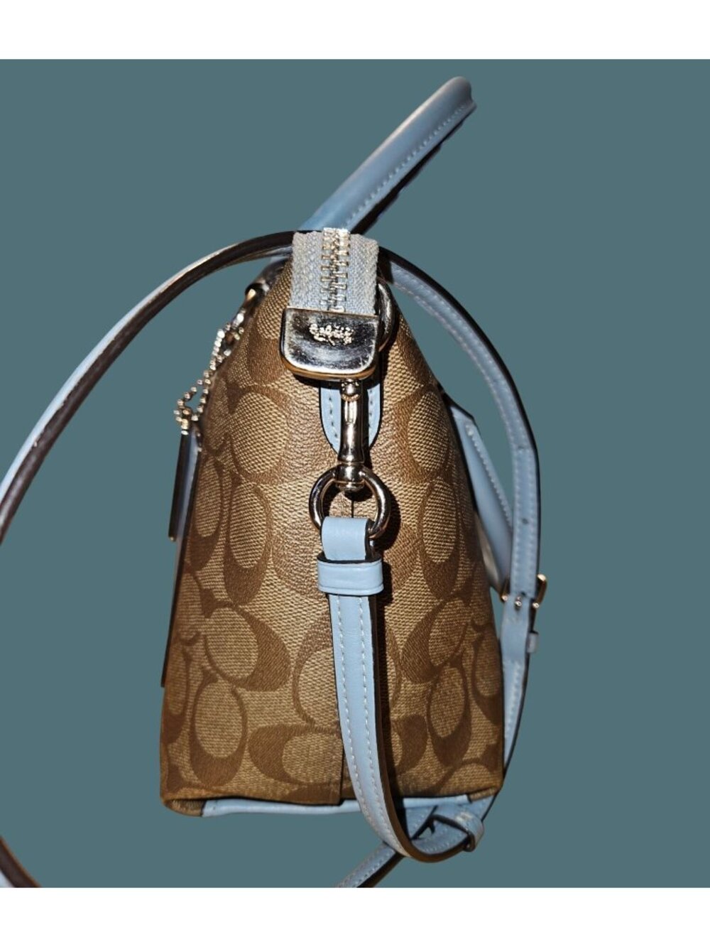 Coach Mini Emma Monogram Signature Canvas Top Handle Satchel Crossbody Bag - Picture 4 of 16